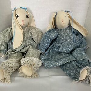 Set of 2 Hand Crafted Rabbit Plush (DG)
